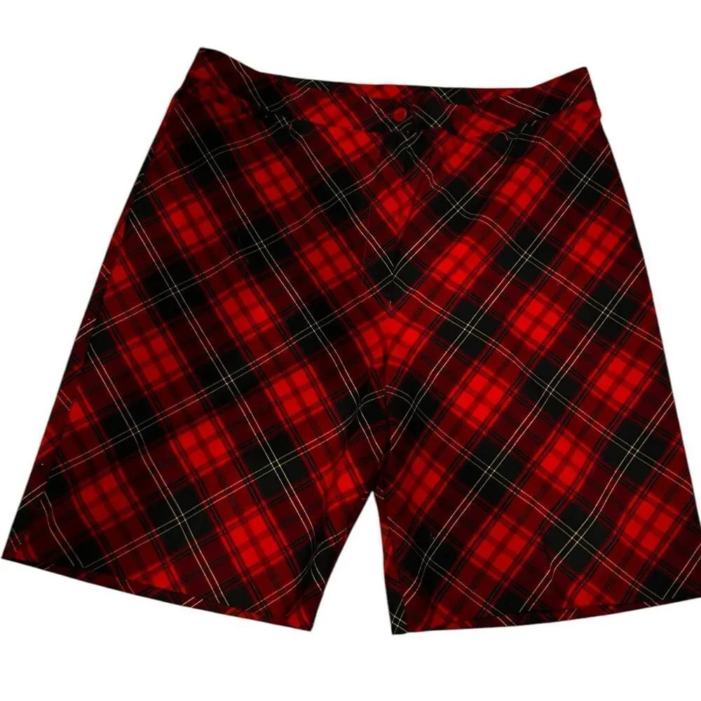 Peck & Peck red plaid golf shorts size 14